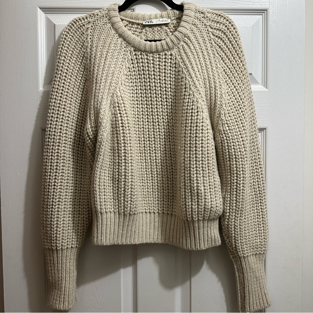 Zara Chunky Knit Tan Taupe Sweater